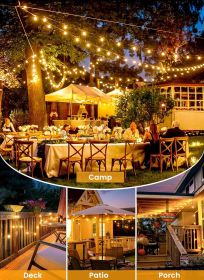 Outdoor String Lights 25 Feet G40 LED Patio Lights, Plug-in, 13 Plastic Edison Bulbs(1 Spare)