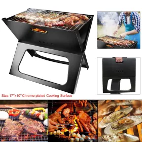 Foldable BBQ Grill Portable BBQ Barbecue Grill Camping Garden Outdoor Travel For Camping Picnic RV Travel (Option: Black)