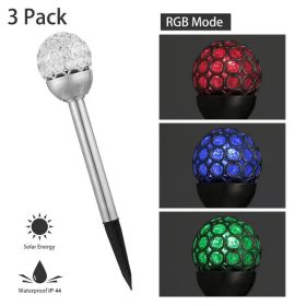 Solarek 3 Pcs Outdoor Solar Lights IP44 Waterproof Ball RGB Light Garden Decor Lamp Landscape Christmas (Option: Silver)
