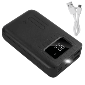 Portable Power Bank External Battery Pack Charger Dual USB (Option: Black)