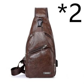 Casual Fashion Men's USB Charging Chest Bag (Option: 2pcs Coffee)