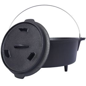 Outdoor Camping Deep Pot For Camping Fireplace Cooking Barbecue Baking Campfire With Leg Base (Option: Black)