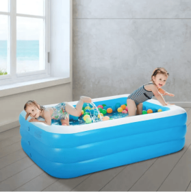 Inflatable Swimming Pools Family Swim Play Center Pool Blow Up Kiddie Pool For Family Inflatable Lounge Pool For Kids Baby Inflatable Water Ball (Option: Blue)