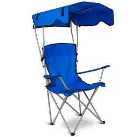 1Pc Foldable Camping Chair With Canopy Cup Holder 330LBS Max Load Folded As A Carry Bag Fedex Shipping (Option: Blue)