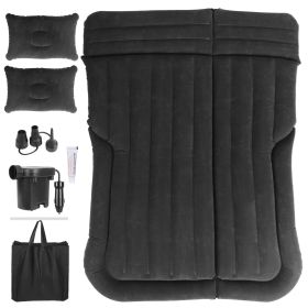 1Set Inflatable SUV Air Mattress Thickened Camping Bed Cushion With Pillow Storage Bag PVC Flocked Car Bed For Home Car Travel Camping (Option: Black)
