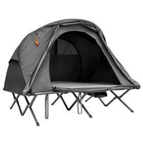 2-Person Outdoor Camping Tent with External Cover (Option: Gray)