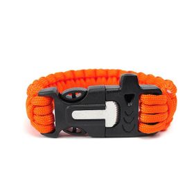 Seven Core Umbrella Rope Braided Survival Whistle Play Flint Escape Emergency Umbrella Rope Bracelet (Color: orange)