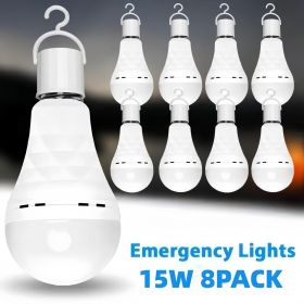 8PCS/4PCS Rechargeable LED Light Bulbs 80W Equivalent 1200mAh Battery Backup for Power Outages Emergency Use A19 Size E26/E27 Socket Portable Fla (Quantity: 8-PCS)